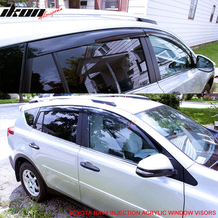 Fits 13-18 Toyota RAV4 Window Visors Acrylic Smoke Tinted Sun Rain Guard Vent