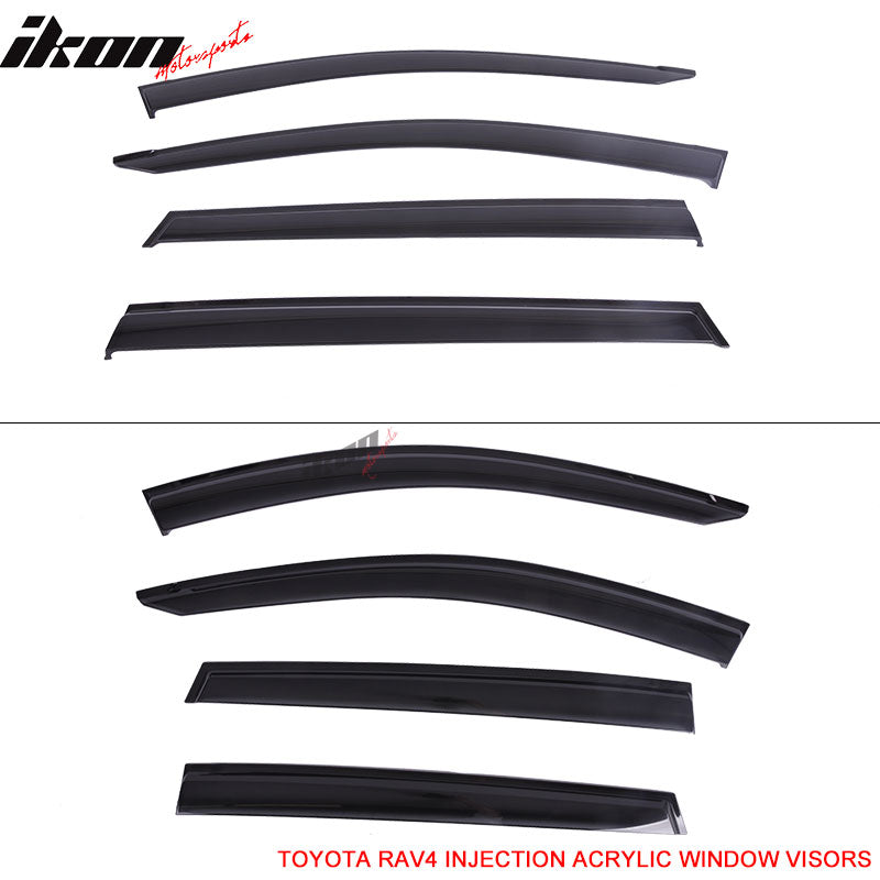Fits 13-18 Toyota RAV4 Window Visors Acrylic Smoke Tinted Sun Rain Guard Vent
