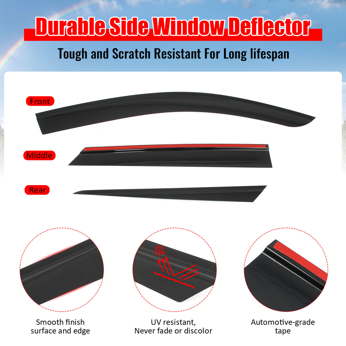 Fits 24-26 Chevy Blazer EV Slim Window Visors Acrylic Sun Shade Rain Guard 6PCS