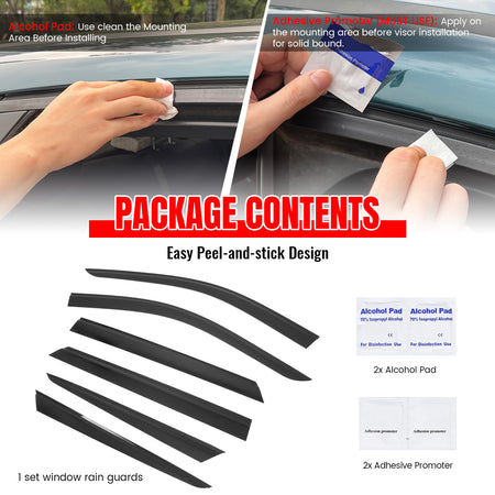 Fits 11-26 Dodge Durango Slim Window Visors Acrylic Sun Shade Rain Guard 6PCS