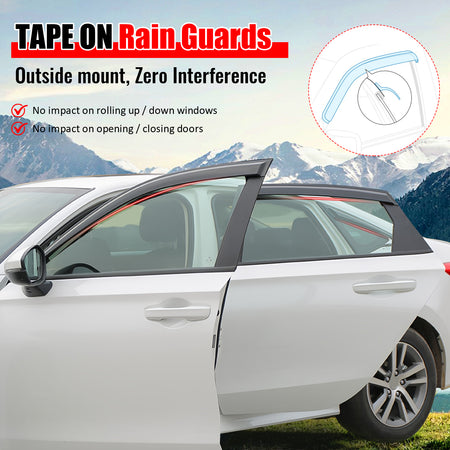 Fits 24-26 Honda Prologue Slim Window Visors Acrylic Sun Shade Rain Guard 6PCS