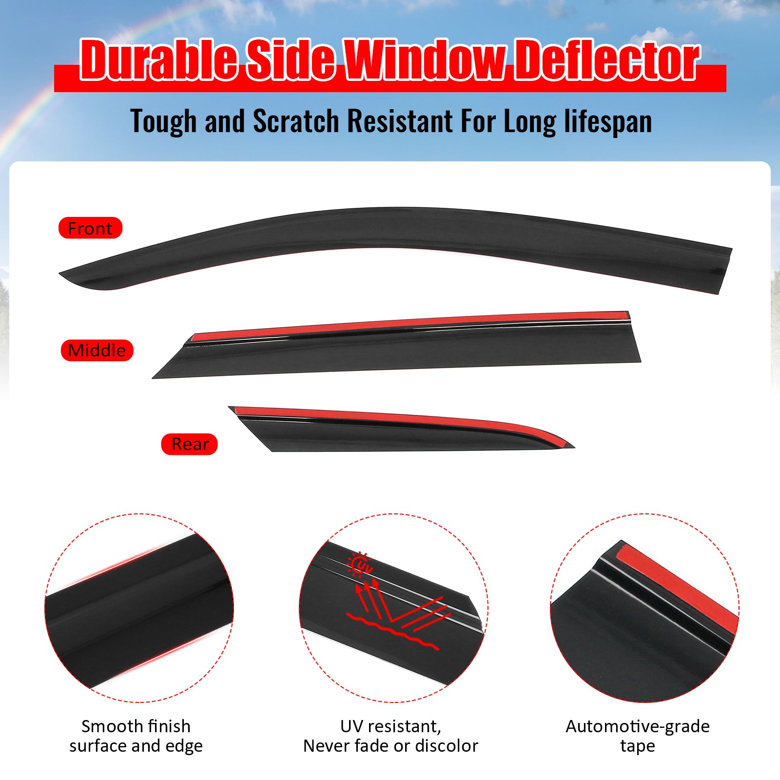 Fits 24-26 Honda Prologue Slim Window Visors Acrylic Sun Shade Rain Guard 6PCS