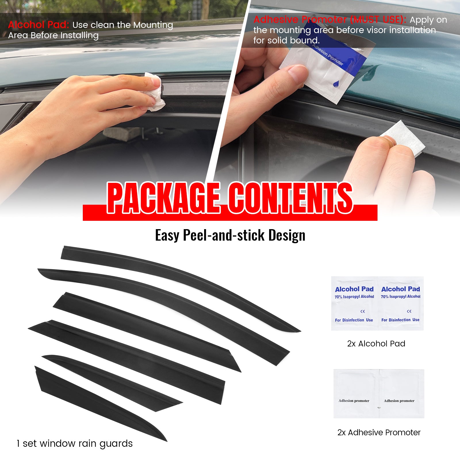 Fits 24-26 Honda Prologue Slim Window Visors Acrylic Sun Shade Rain Guard 6PCS