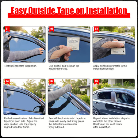 Fits 11-26 Dodge Durango Slim Window Visors Acrylic Sun Shade Rain Guard 6PCS