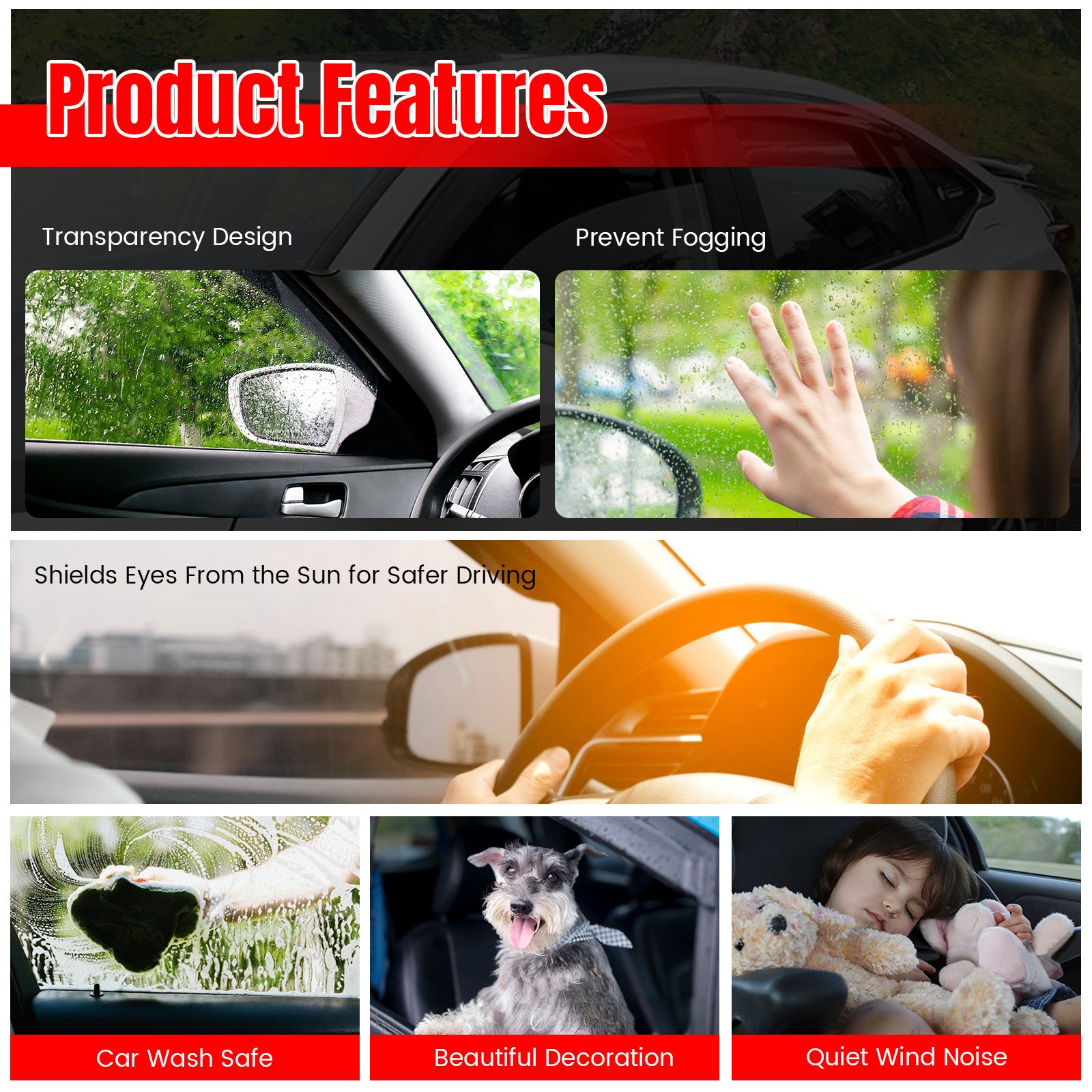 Fits 24-26 Chevy Blazer EV Slim Window Visors Acrylic Sun Shade Rain Guard 6PCS