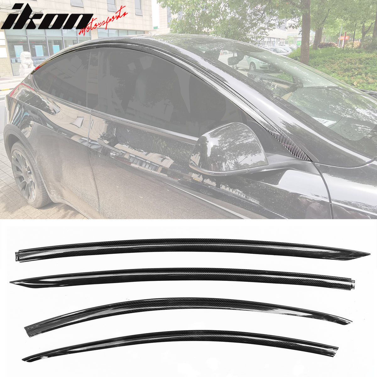 For 20-24 Tesla Model Y ABS Tape-on Window Visor Sun Rain Guard 4PCS