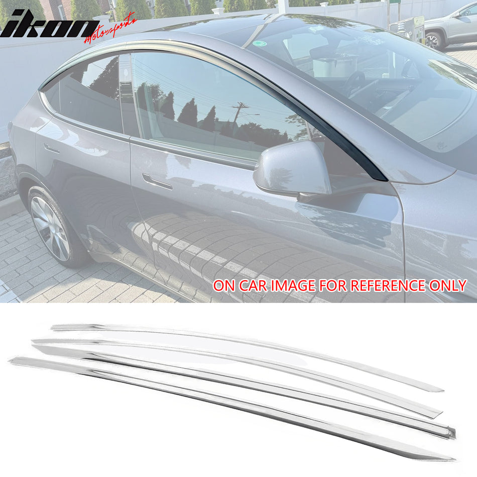 2020-2024 Tesla Model Y Tape-on Chrome Window Visors ABS 4PCS