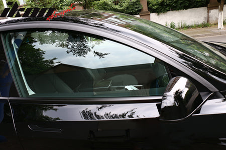For 20-23 Tesla Model Y ABS Window Visor Sun Rain Guard Matte Carbon Fiber Print