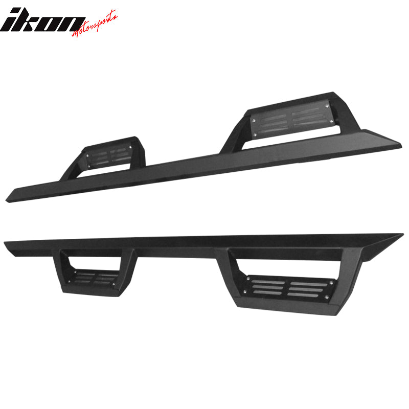 IKON MOTORSPORTS, Running Boards Compatible With 2007-2018 Jeep Wrangler JK/JK Unlimited 4-Door, 82210571AD Side Step Nerf Bars Added on Bodykit Black 2PCS, 2008 2009 2010 2011 2012 2013 2014 2015