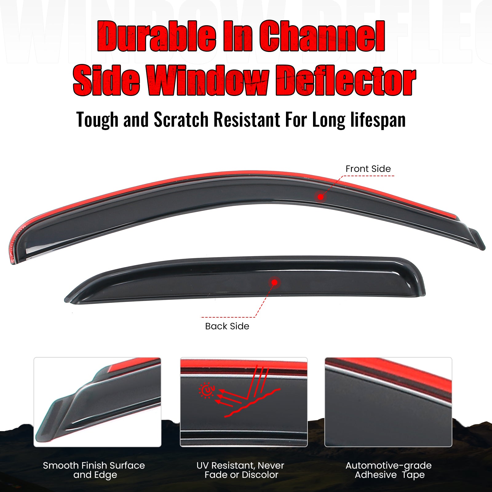 Fits 07-14 Chevy Tahoe & GMC Yukon Window Visors Rain Guard Deflector In-Channel