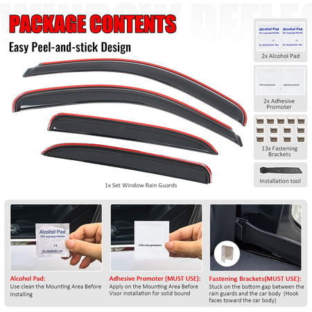 Fits 07-14 Chevy Tahoe & GMC Yukon Window Visors Rain Guard Deflector In-Channel