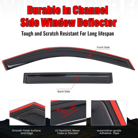 Fits 21-25 Chevy Tahoe GMC Yukon Window Visors Vent Guards Deflectors In-Channel