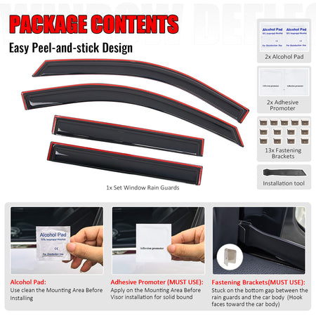 Fits 21-25 Chevy Tahoe GMC Yukon Window Visors Vent Guards Deflectors In-Channel