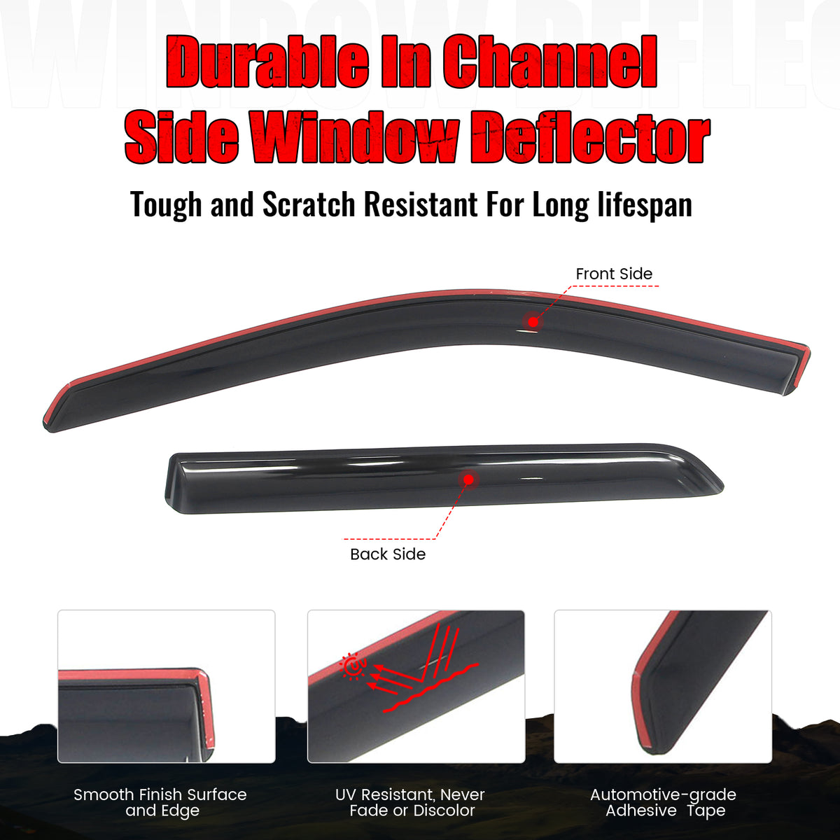 Fits 11-26 Dodge Durango In-Channel Window Visors Vent Rain Guards Deflectors