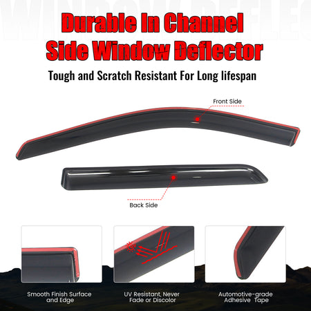 Fits 11-26 Dodge Durango In-Channel Window Visors Vent Rain Guards Deflectors