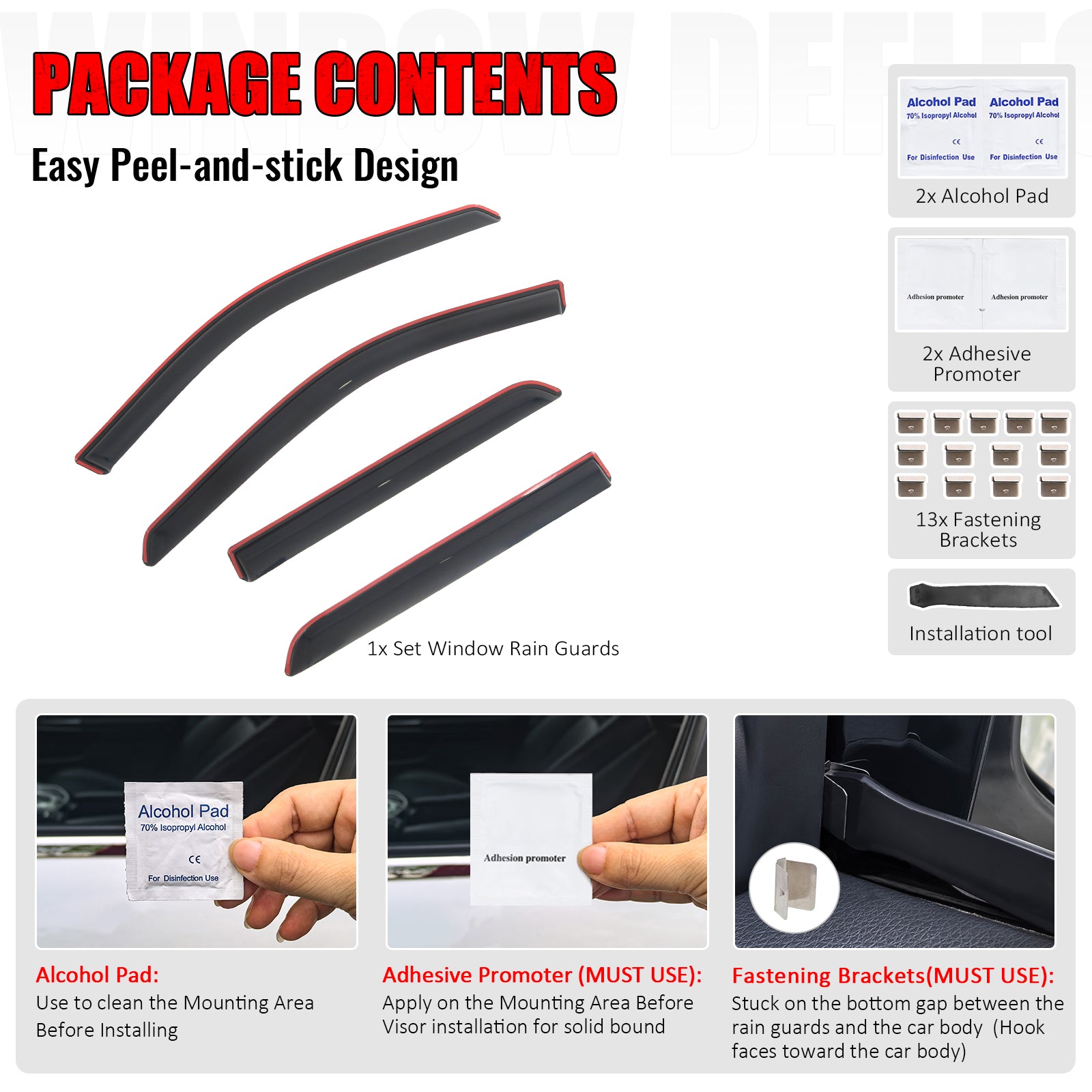 Fits 11-26 Dodge Durango In-Channel Window Visors Vent Rain Guards Deflectors