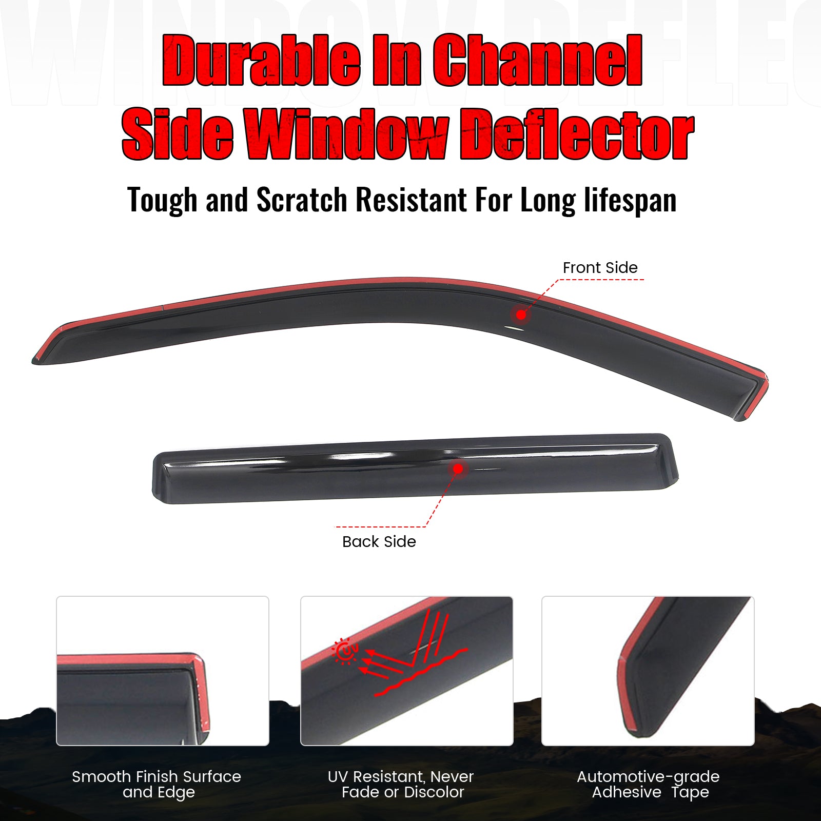 Fits 17-26 Jeep Compass In-Channel Window Visors Vent Rain Sun Guards Deflectors