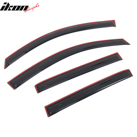 IKON MOTORSPORTS In Channel Window Visors Compatible with 2016-2024 Nissan Titan XD Crew Cab & 2017-2024 Titan Crew Cab, Slim Style Acrylic Smoke Rain Guards, Side Window Wind Deflectors 4PCS