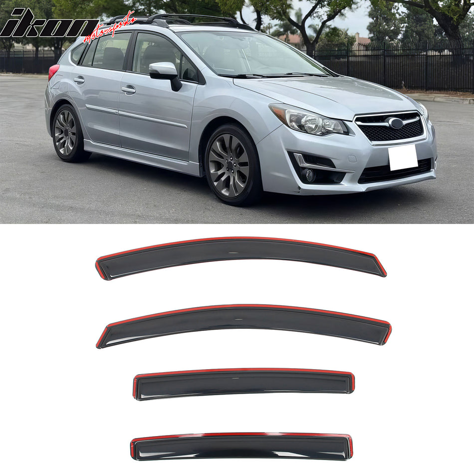 2012-2016 Subaru Impreza Hatchback & 2013-2015 XV Crosstrek & 2016-2017 Crosstrek In-Channel Window Visors Sun Shades Vent Rain Guards Smoke/Tinted