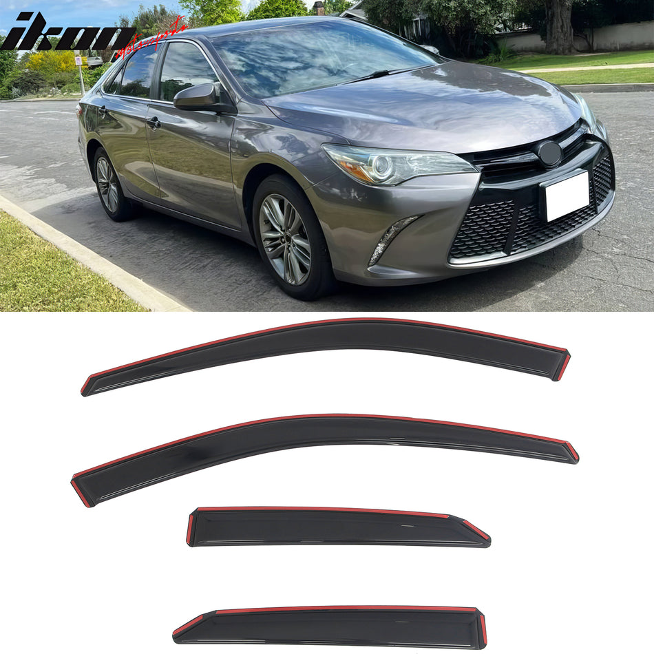 2015-2017 Toyota Camry In-Channel Window Visors Sun Shades Vent Rain Guards Deflectors Acrylic Smoke/Tinted 4PCS