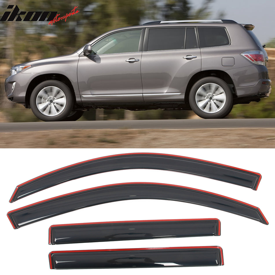 2008-2013 Toyota Highlander In-Channel Side Window Deflector Acrylic