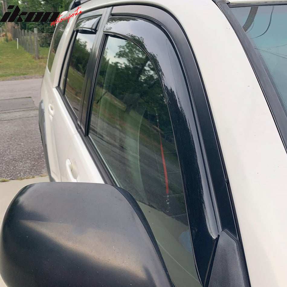 IKON MOTORSPORTS In Channel Window Visors Compatible with 2014-2019 Toyota Highlander, Slim Style Acrylic Smoke Rain Guards, Side Window Wind Deflectors 4PCS