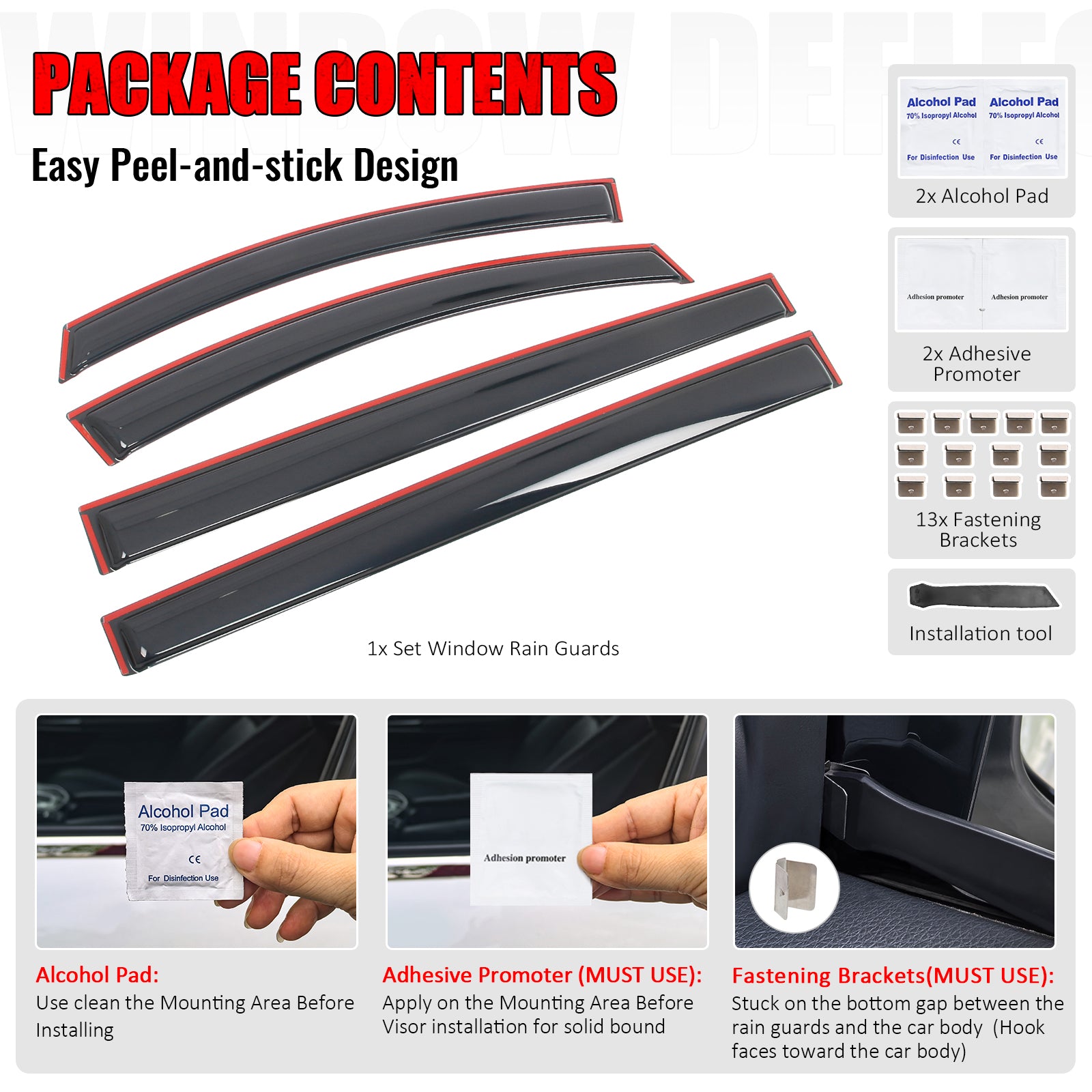 Fits 21-25 Toyota Sienna Acrylic Window Visors In Channel Rain Vent Deflectors