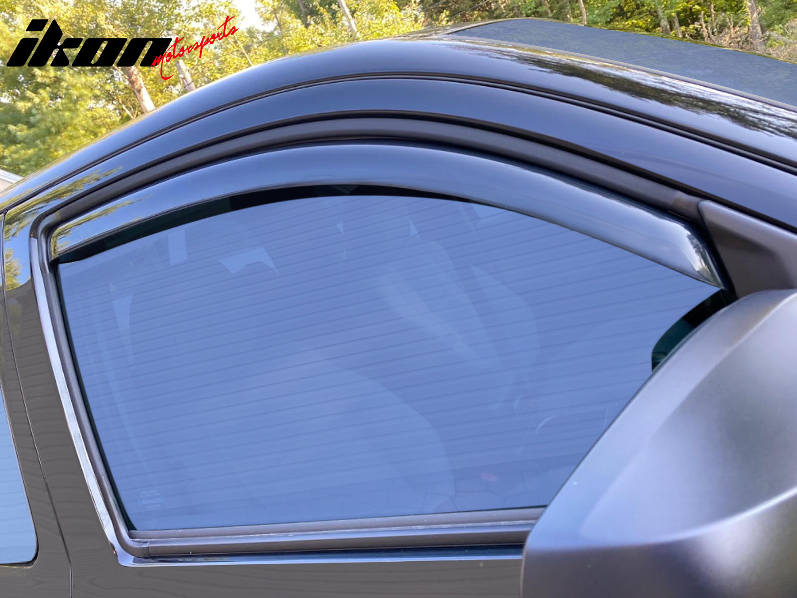 IKON MOTORSPORTS In Channel Window Visors Compatible with 2016-2023 Toyota Tacoma Access Cab, Slim Style Acrylic Smoke Rain Guards, Side Window Wind Deflectors 2PCS