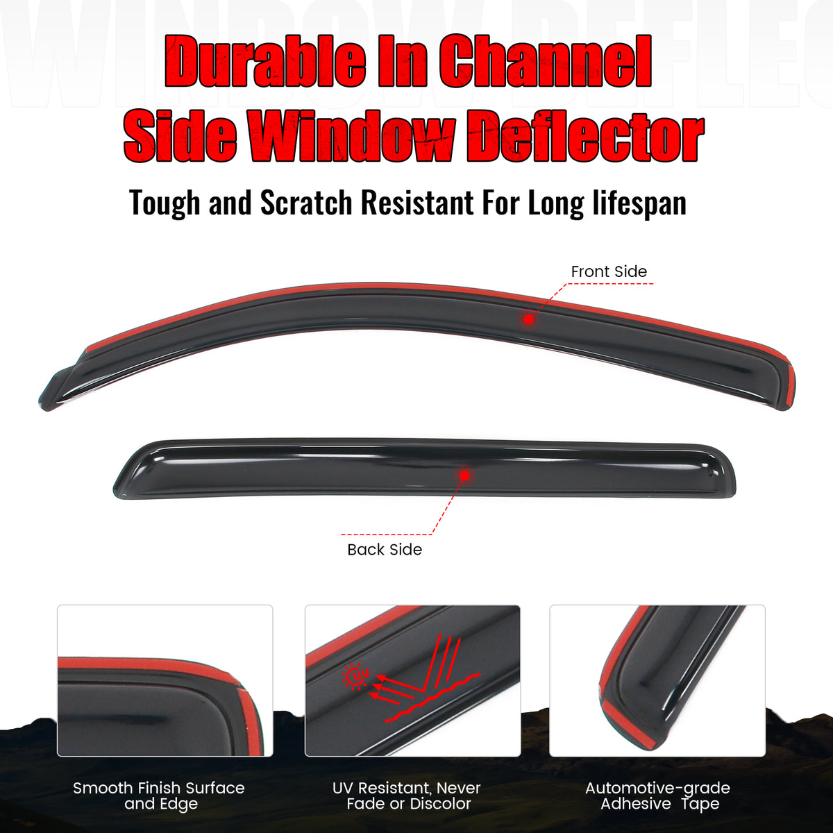 For 07-21 Toyota Tundra Crewmax Cab In-channel Window Visor Side Door Deflectors