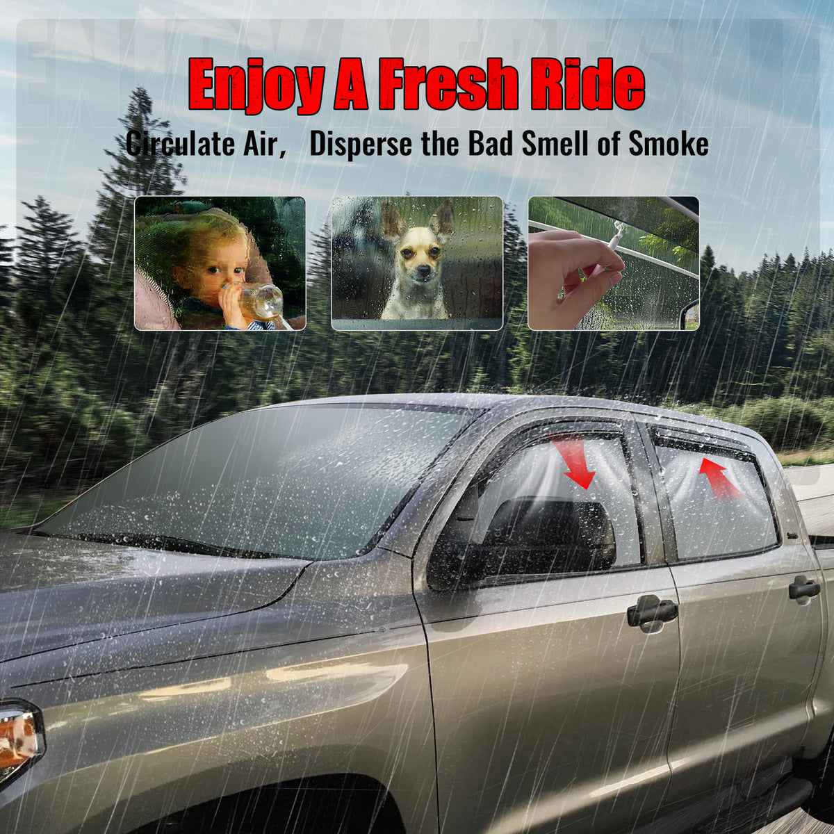 For 07-21 Toyota Tundra Crewmax Cab In-channel Window Visor Side Door Deflectors