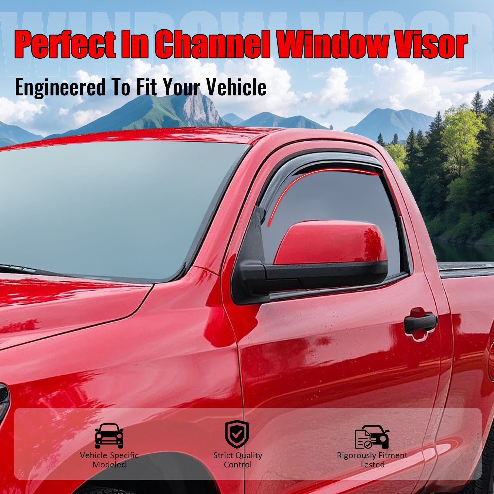 IKON MOTORSPORTS In Channel Window Visors Compatible with 2007-2017 Toyota Tundra Standard Cab, Slim Style Acrylic Smoke Rain Guards, Side Window Wind Deflectors 2PCS