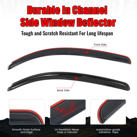 Fits 07-17 Toyota Tundra Standard Cab Acrylic Window Visors In Channel Deflector