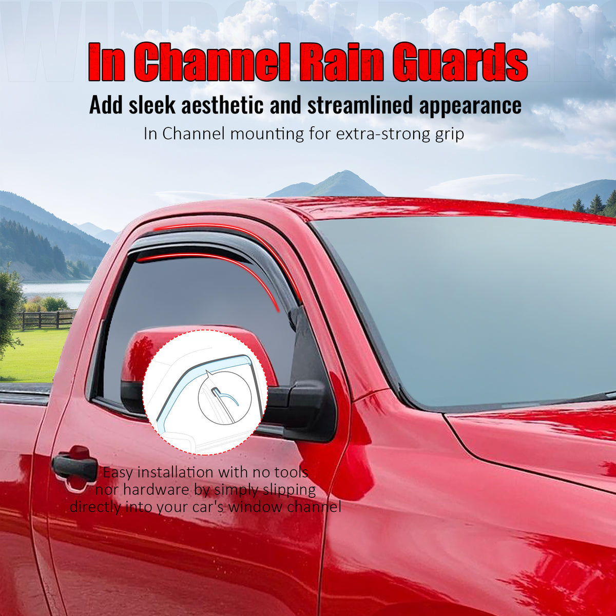 Fits 07-17 Toyota Tundra Standard Cab Acrylic Window Visors In Channel Deflector