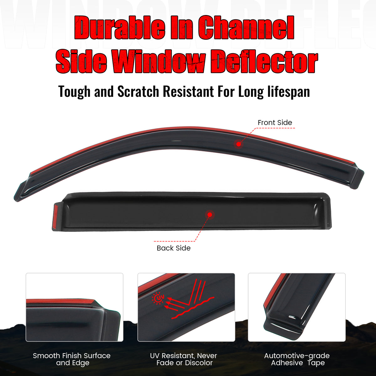 Fits 03-09 Toyota 4Runner 4PCS In-Channel Window Visors Somke Acrylic Deflectors