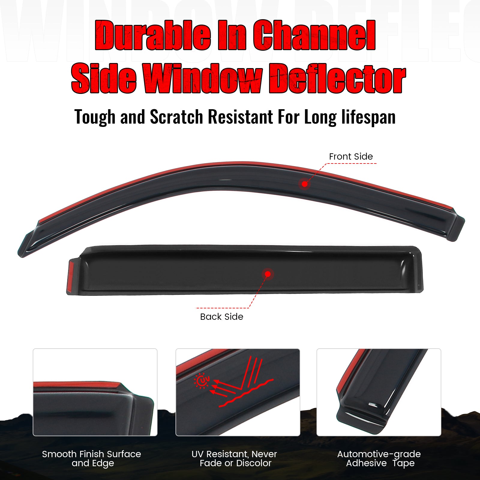 Fits 03-09 Toyota 4Runner 4PCS In-Channel Window Visors Somke Acrylic Deflectors