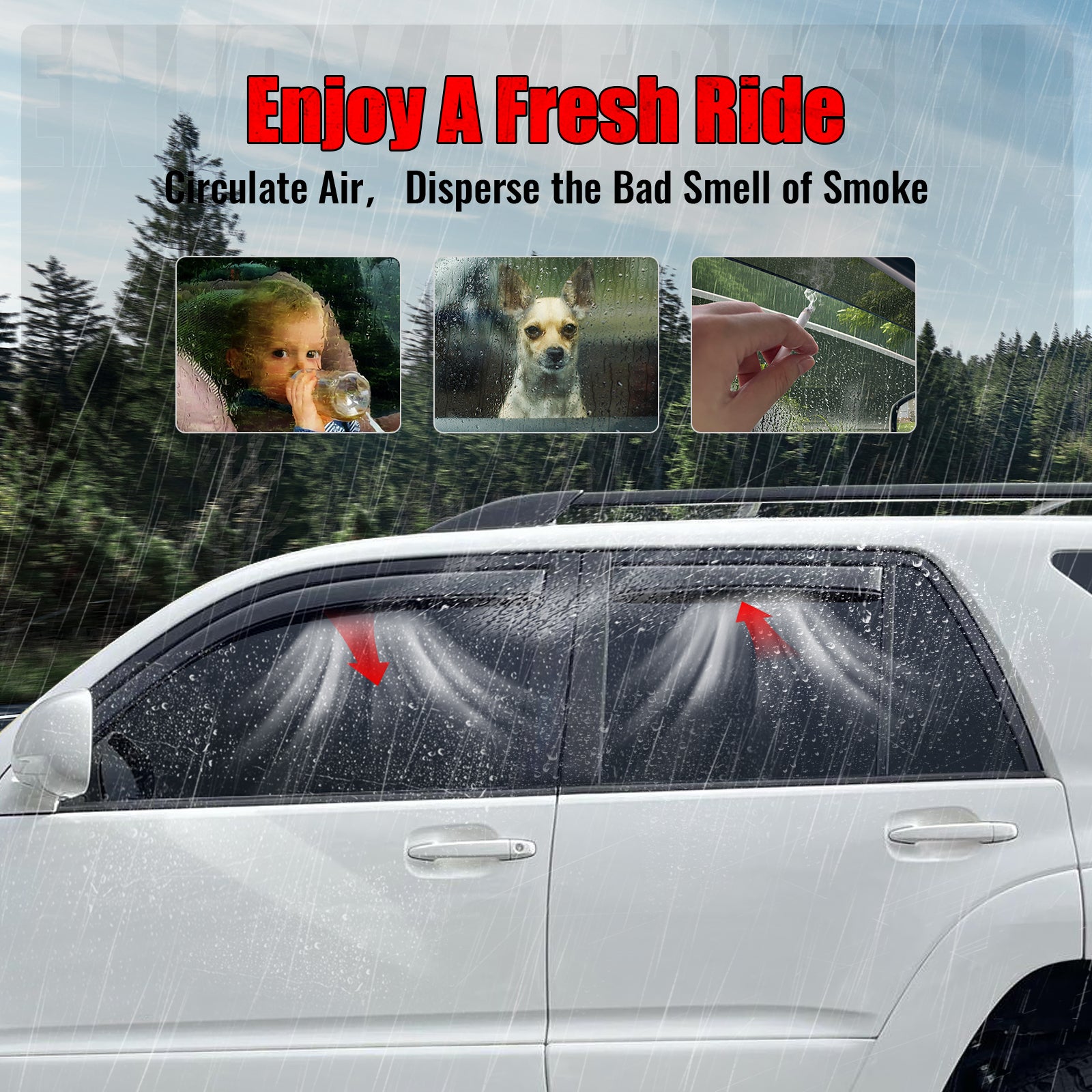 Fits 03-09 Toyota 4Runner 4PCS In-Channel Window Visors Somke Acrylic Deflectors