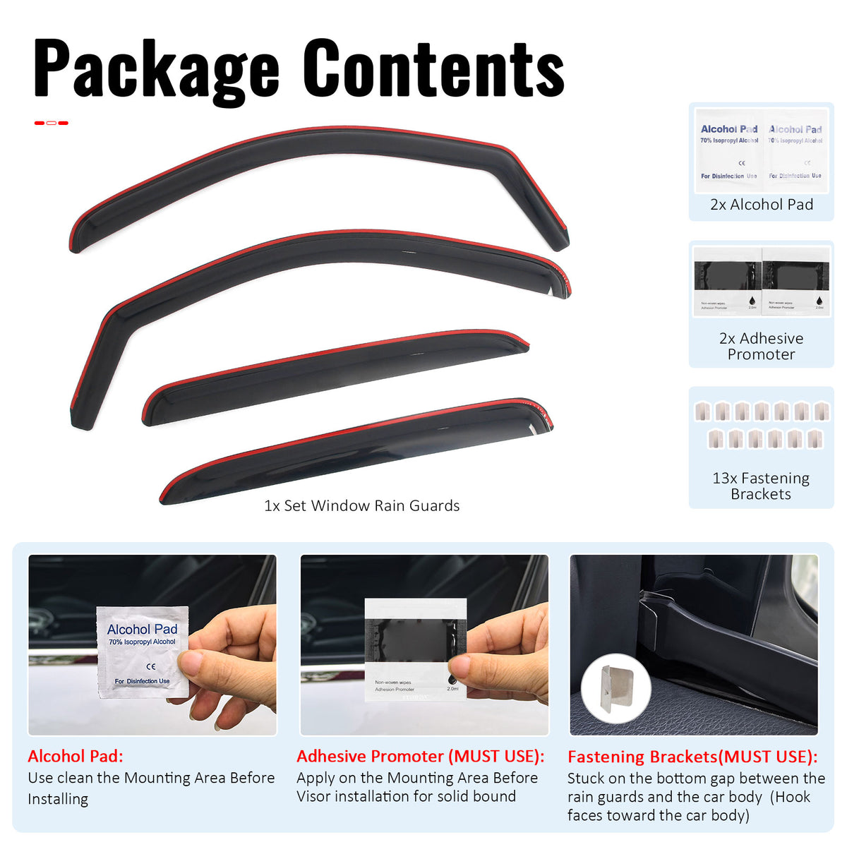 Fits 07-13 Chevrolet Avalanche In-Channel Window Visors Rain Guards Deflectors