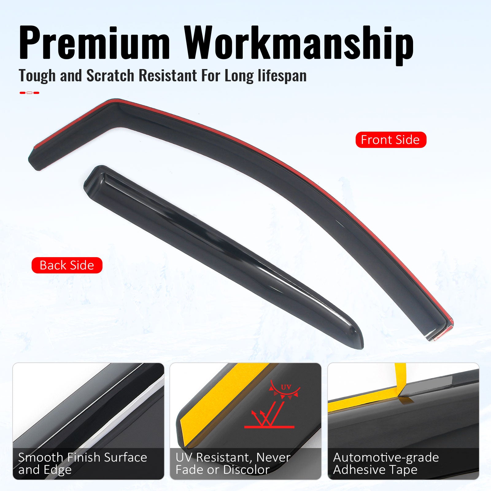 Fits 15-22 Chevrolet Colorado GMC Canyon Crew Cab In-Channel Window Visors Guard