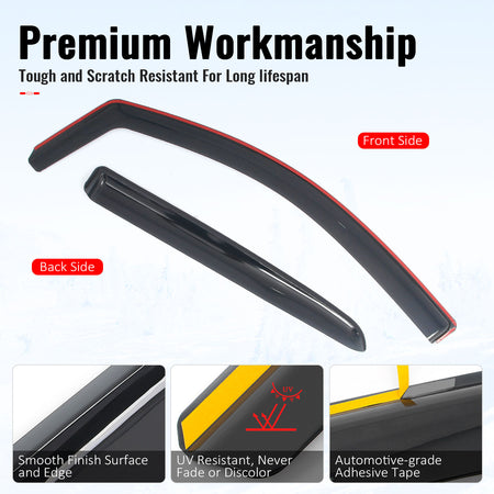 Fits 15-22 Chevrolet Colorado GMC Canyon Crew Cab In-Channel Window Visors Guard