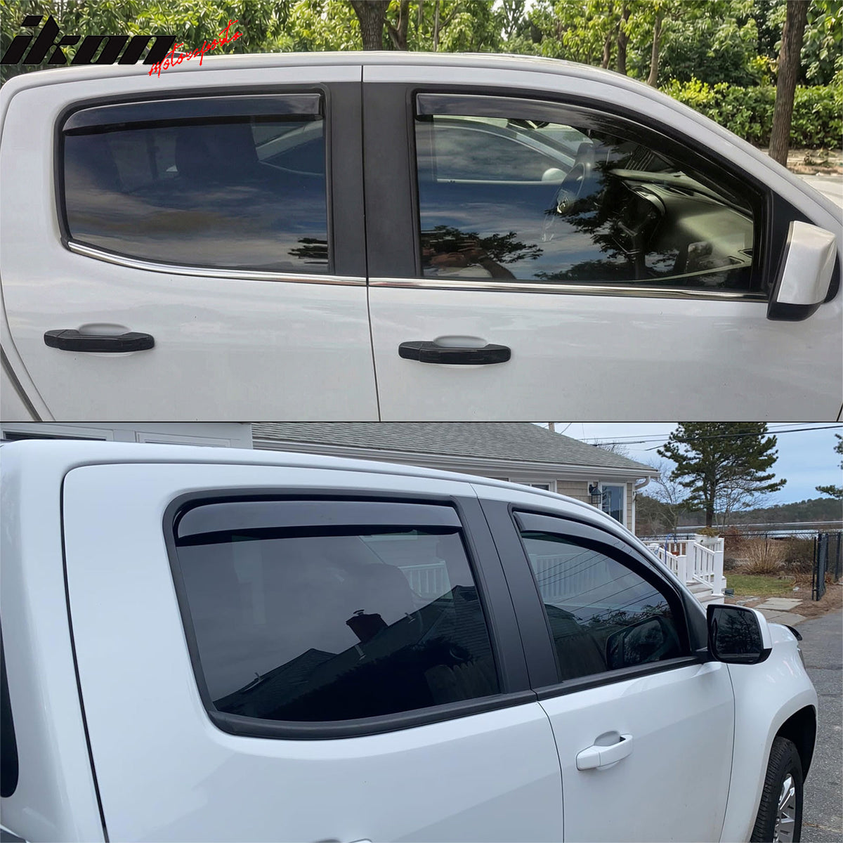 Fits 15-22 Chevrolet Colorado GMC Canyon Crew Cab In-Channel Window Visors Guard