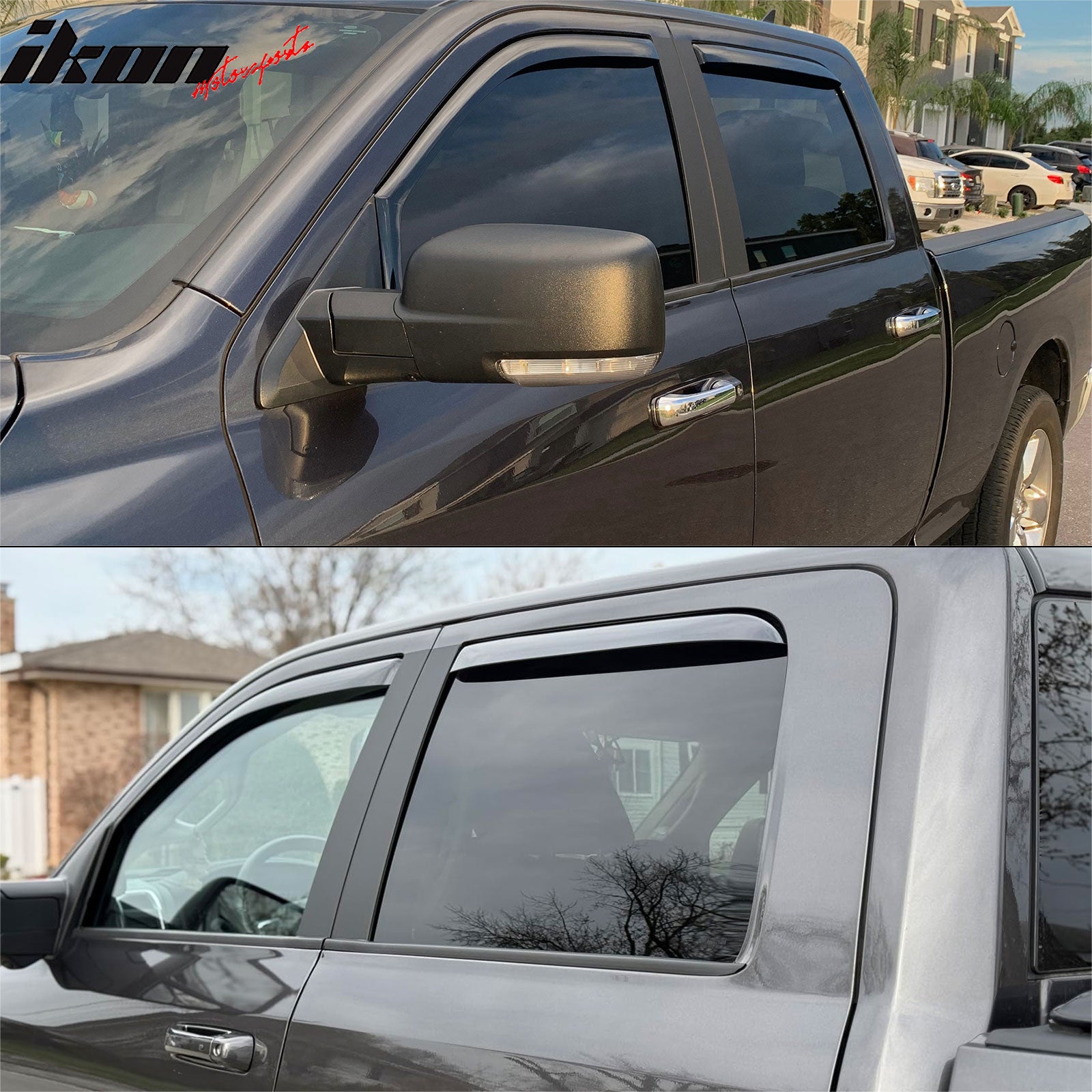 Fits 09-18 Dodge Ram 1500 10-26 Ram 2500 3500 Crew Cab In-Channel Window Visors