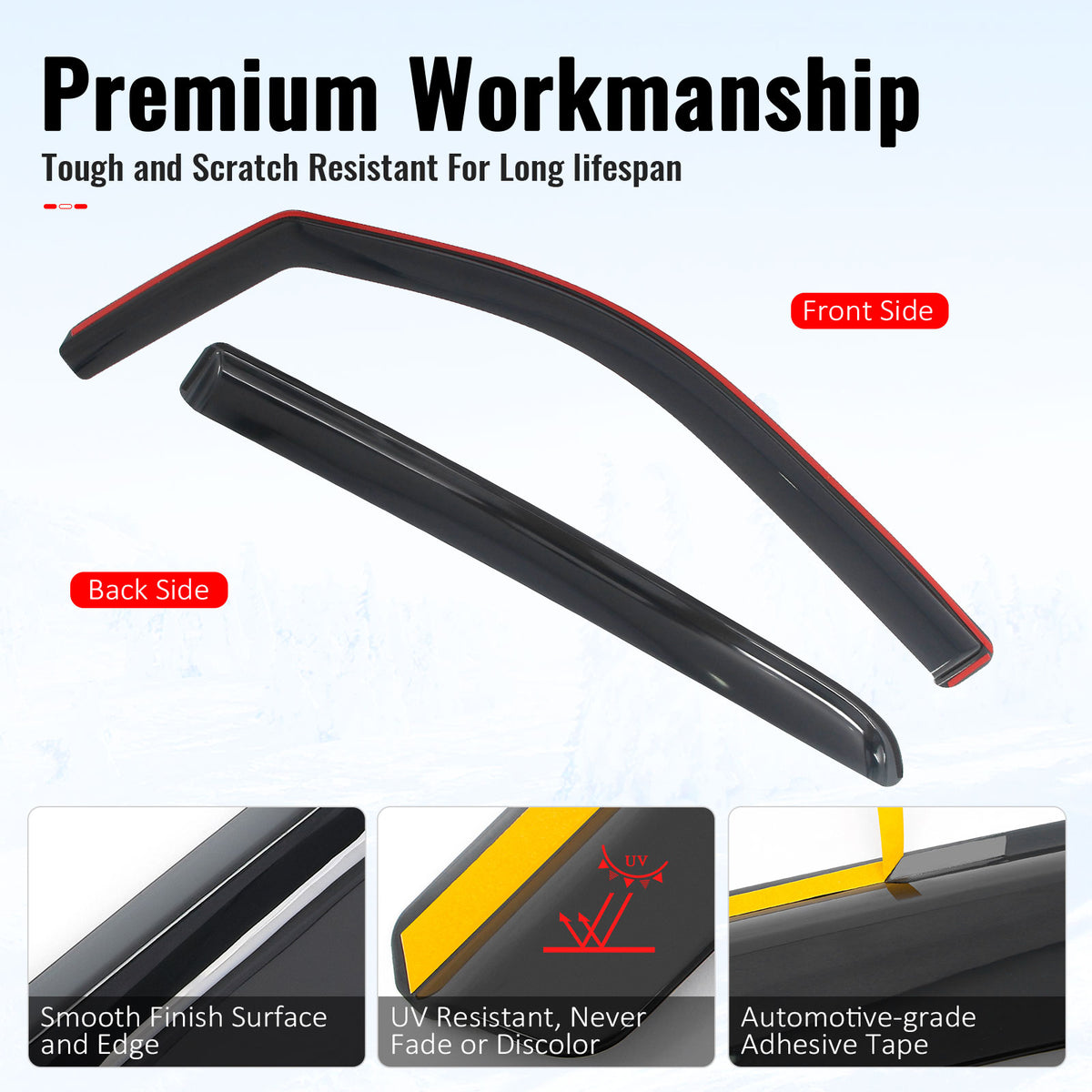 Fits 19-26 Ram 1500 Crew Cab In-Channel Window Visors Sun Rain Guards Deflectors