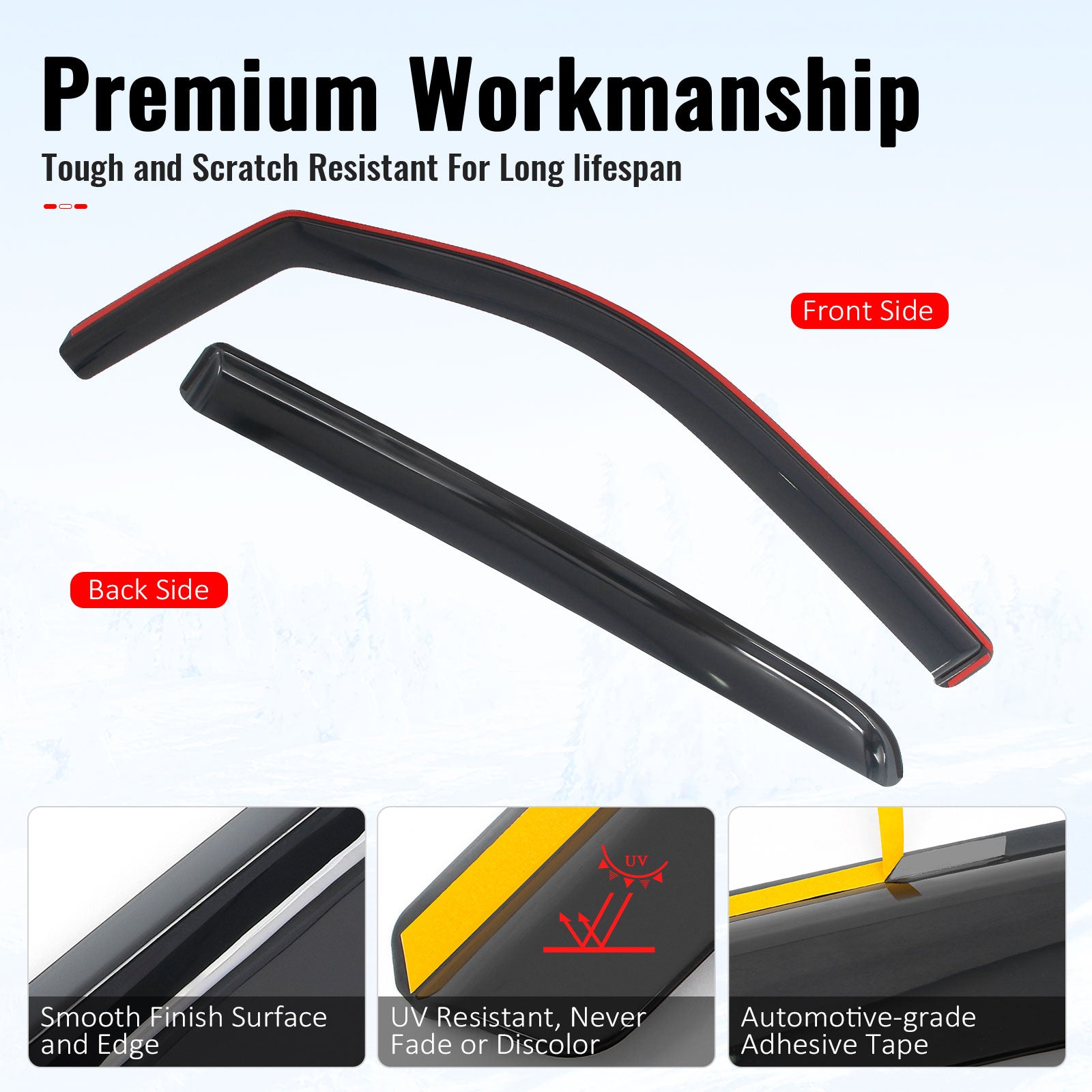 Fits 19-26 Ram 1500 Crew Cab In-Channel Window Visors Sun Rain Guards Deflectors