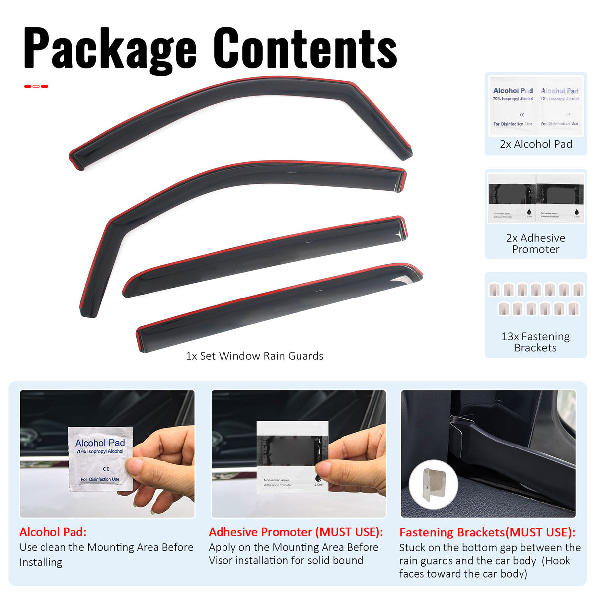 Fits 19-26 Ram 1500 Crew Cab In-Channel Window Visors Sun Rain Guards Deflectors