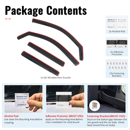Fits 22-26 Ford Maverick In-Channel Window Visors Vent Rain Guards Deflectors