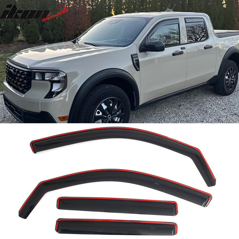 2022-2026 Ford Maverick In-Channel Window Visors Sun Shades Vent Rain Guards Deflectors Acrylic Smoke/Tinted 4PCS