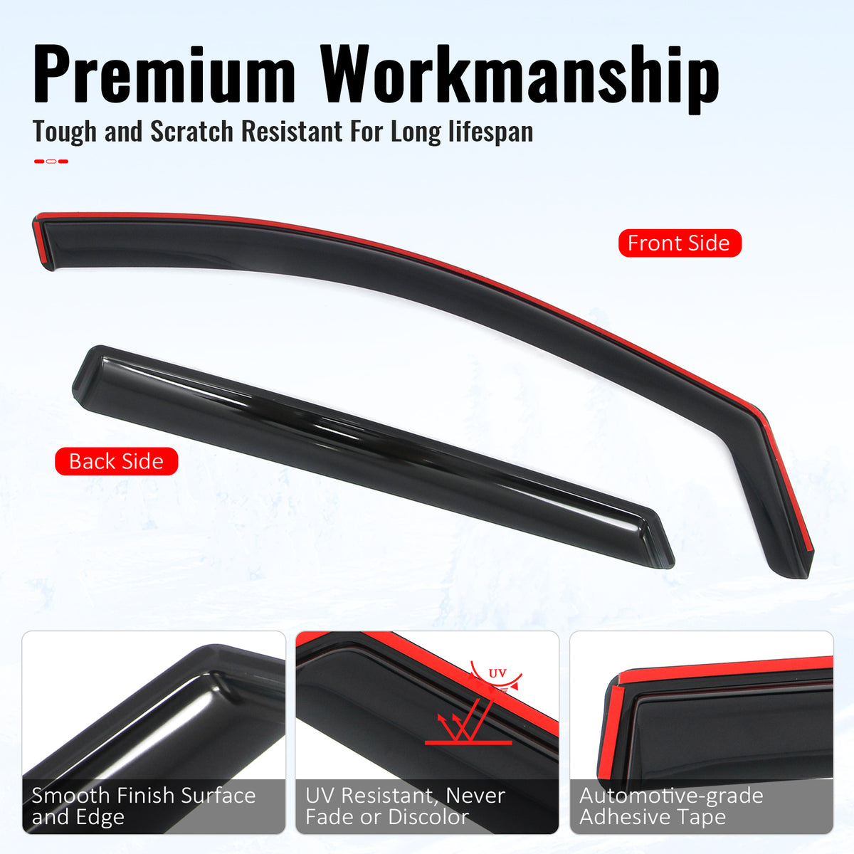 Fits 13-18 Hyundai Santa Fe In-Channel Window Visors Vent Rain Guards Deflectors