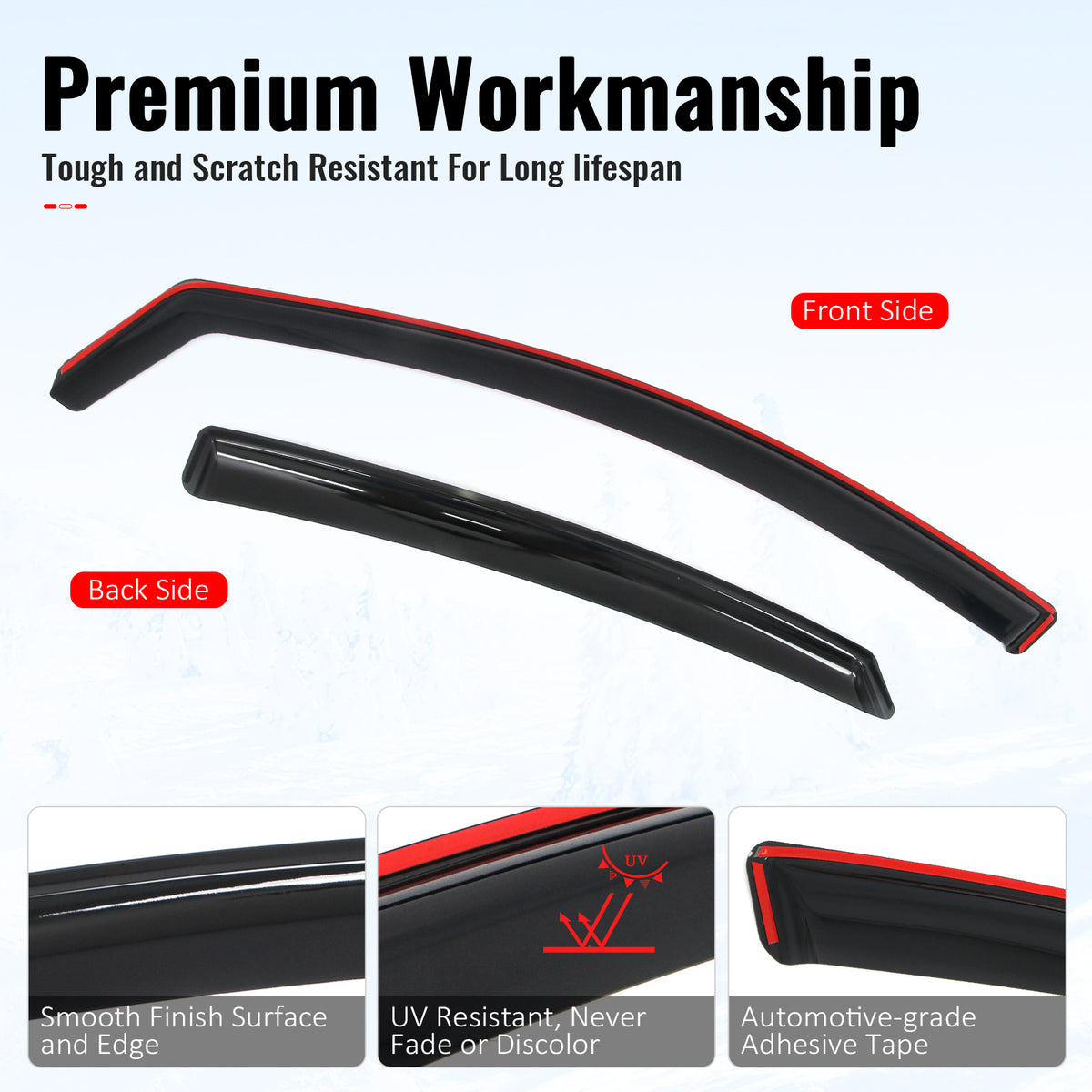 Fits 15-19 Hyundai Sonata In-Channel Window Visors Vent Rain Guards Deflectors