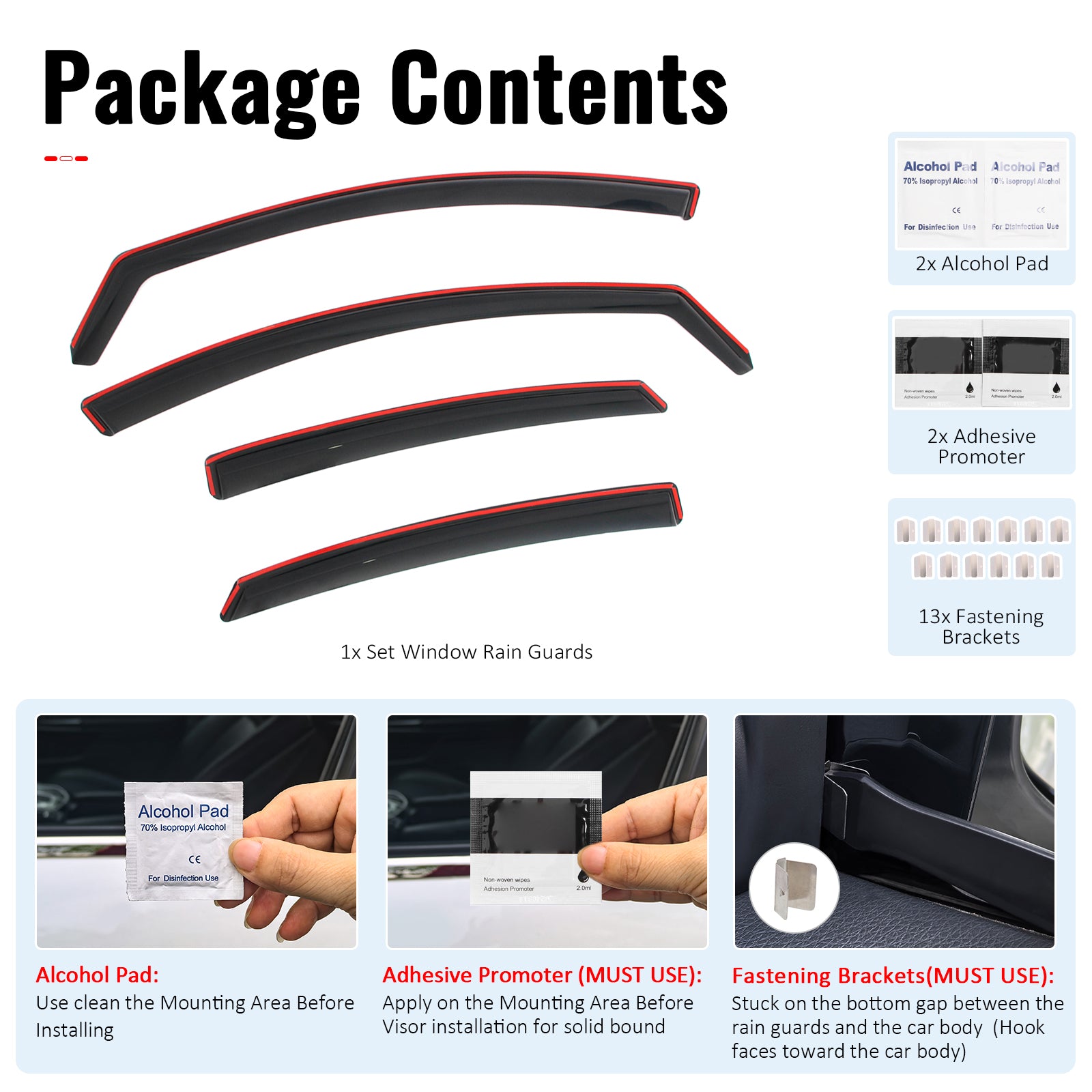 Fits 15-19 Hyundai Sonata In-Channel Window Visors Vent Rain Guards Deflectors