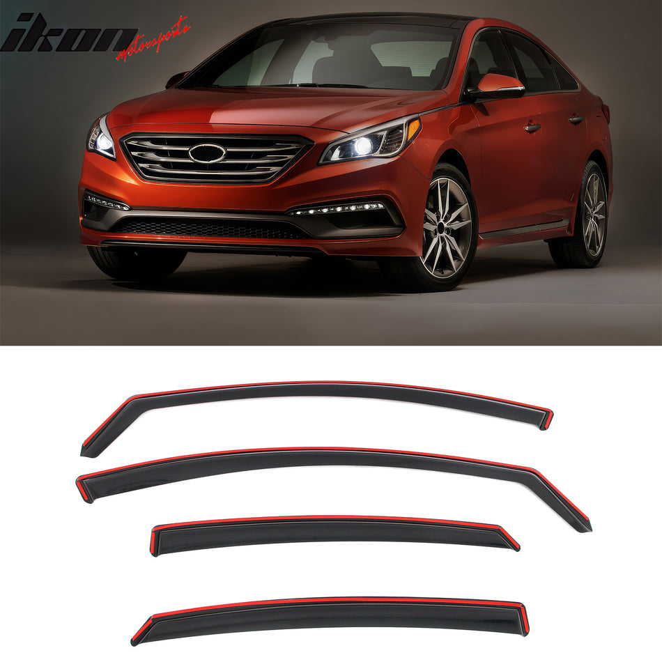 2015-2019 Hyundai Sonata In-Channel Window Visors Sun Shades Vent Rain Guards Deflectors Acrylic Smoke/Tinted 4PCS